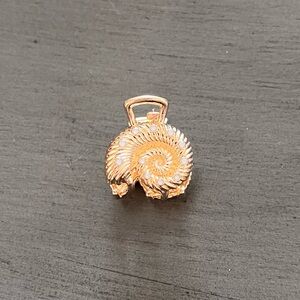 Snail Shell Gold Metal Allover White Enamel Spots 1" Mini Lobster Claw Hair Clip